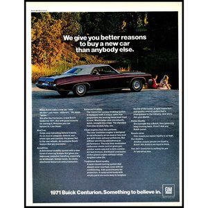 1971 Buick Centurion 2 Door Coupe Hardtop Vintage Print Ad Couple Lake Nature